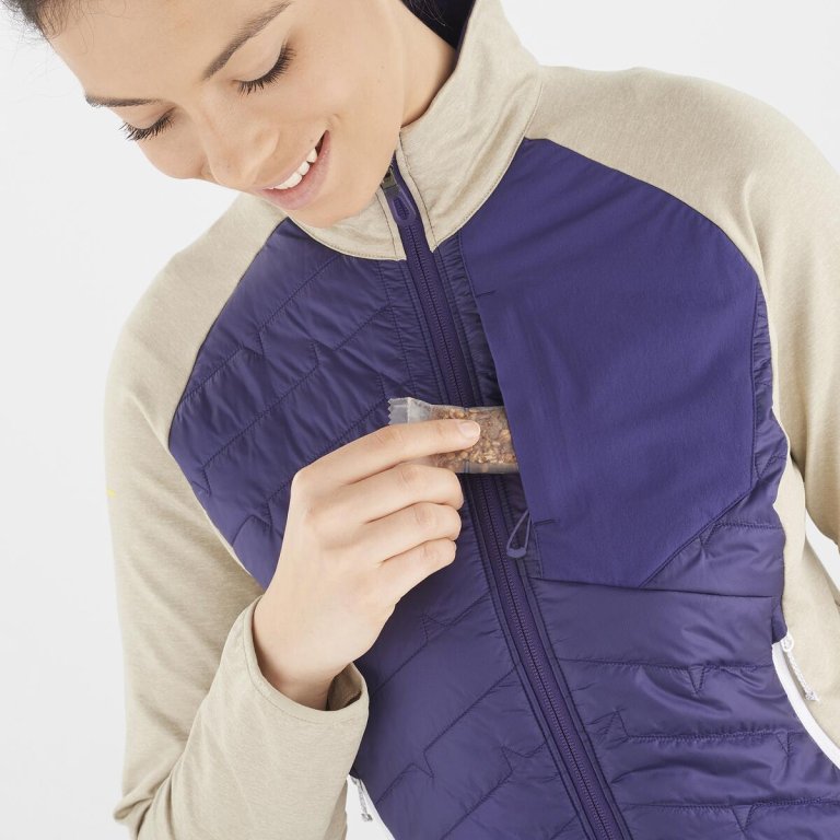 Куртка Salomon MTN Hybrid Mid W Jacket - бежево-фіолетова