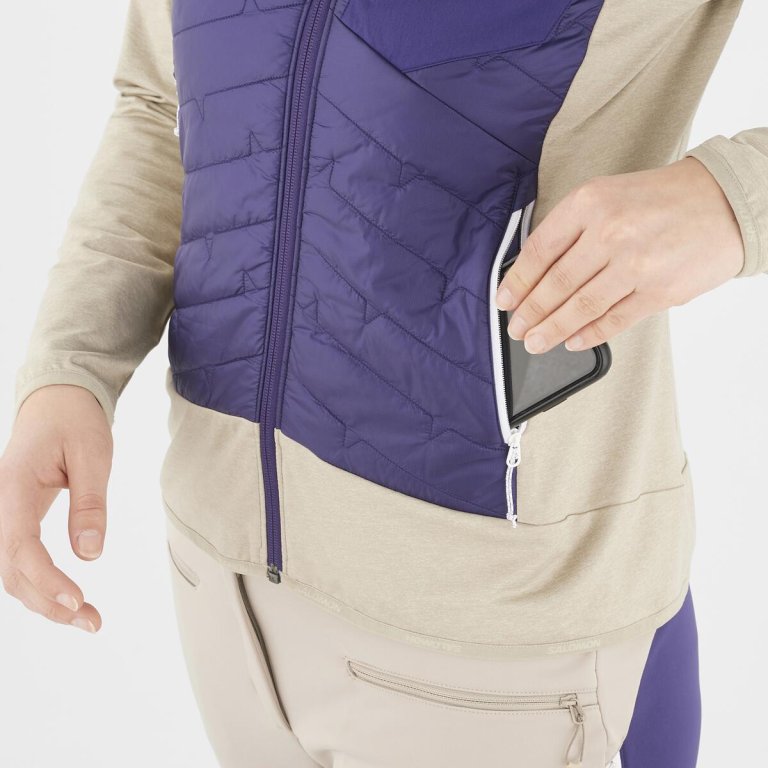 Куртка Salomon MTN Hybrid Mid W Jacket - бежево-фіолетова