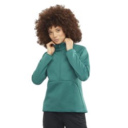 Кофта Salomon Essential Warm HZ Mid W Sweatshirt - зелена