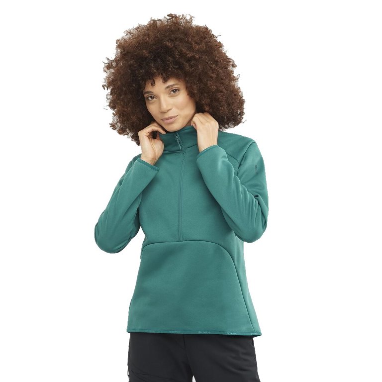 Кофта Salomon Essential Warm HZ Mid W Sweatshirt - зелена