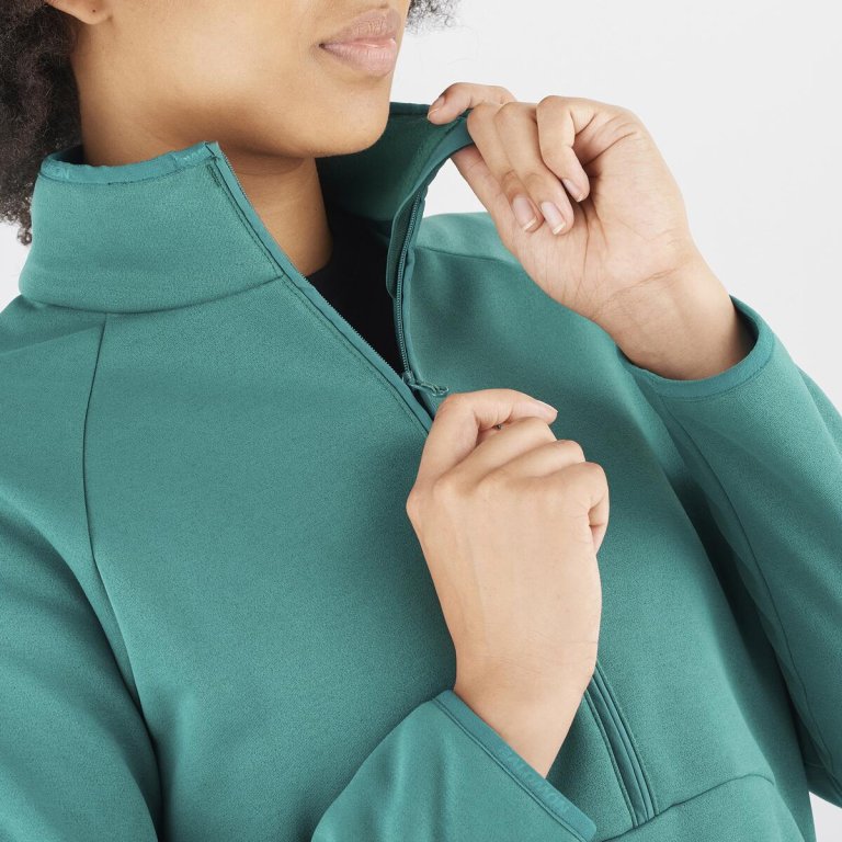 Кофта Salomon Essential Warm HZ Mid W Sweatshirt - зелена