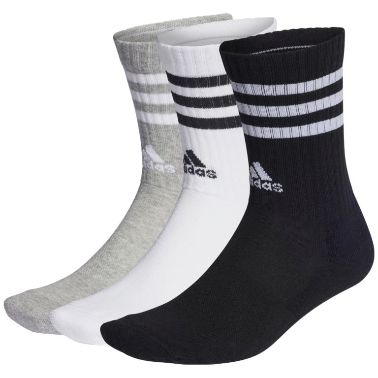 Шкарпетки Adidas 3-Stripes Cuffed Sportswear Crew 3P Socks - сірий/білий/чорний