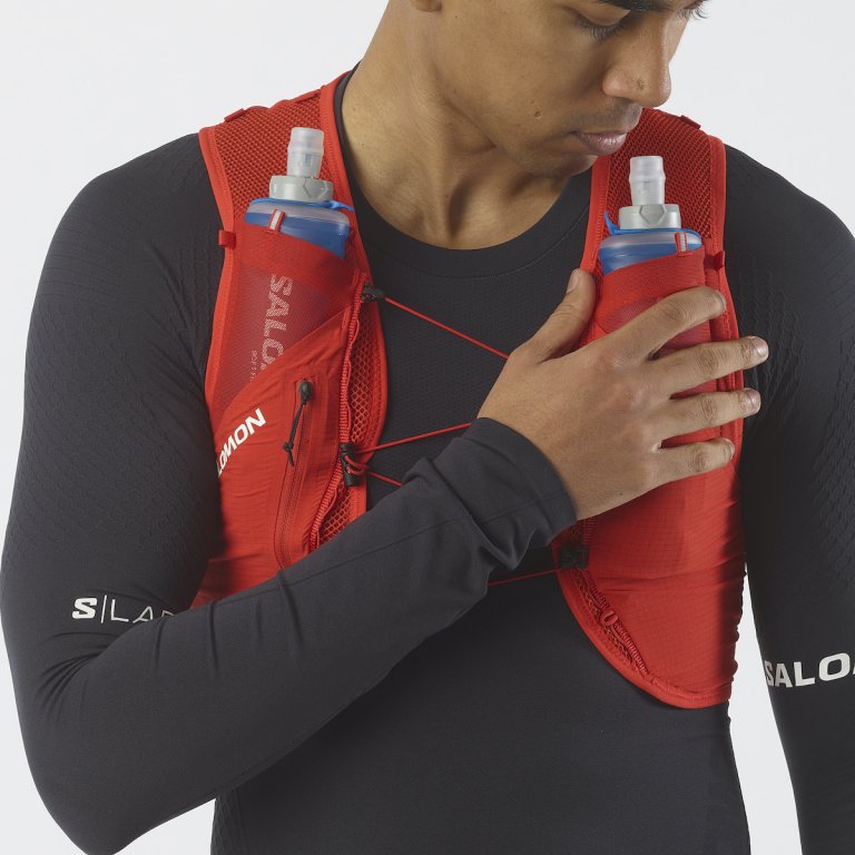 Рюкзак Salomon S LAB Pulsar 3 з флягами - червоний/чорний