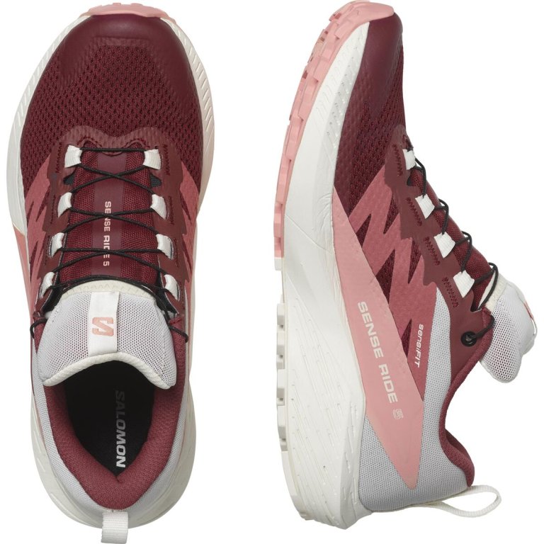 Кросівки Salomon Sense Ride 5 GTX W - темно червоні/ білі/ рожеві