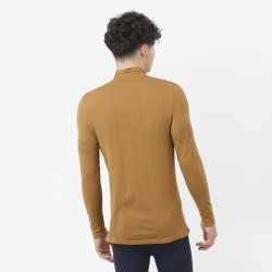 Tričko Salomon Essential Warm LS Top M - hnědá
