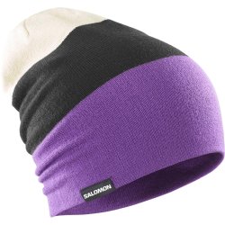 Шапка Salomon Flatspin Reversible Beanie - фіолетова/чорна/біла