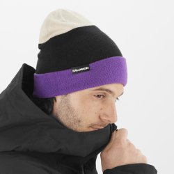Шапка Salomon Flatspin Reversible Beanie - фіолетова/чорна/біла