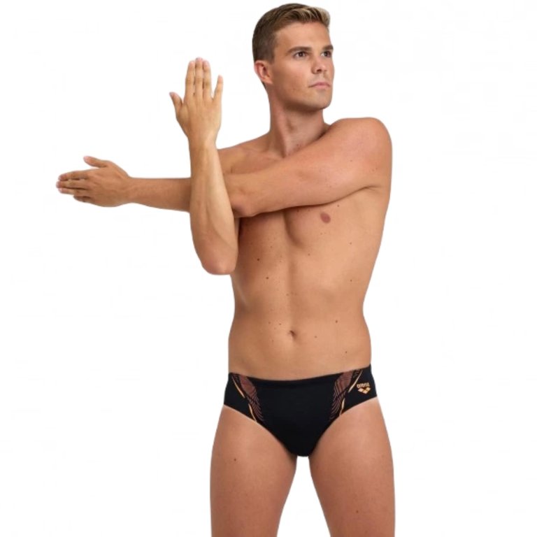 Plavky Arena Briefs Graphic M - černá/oranžová