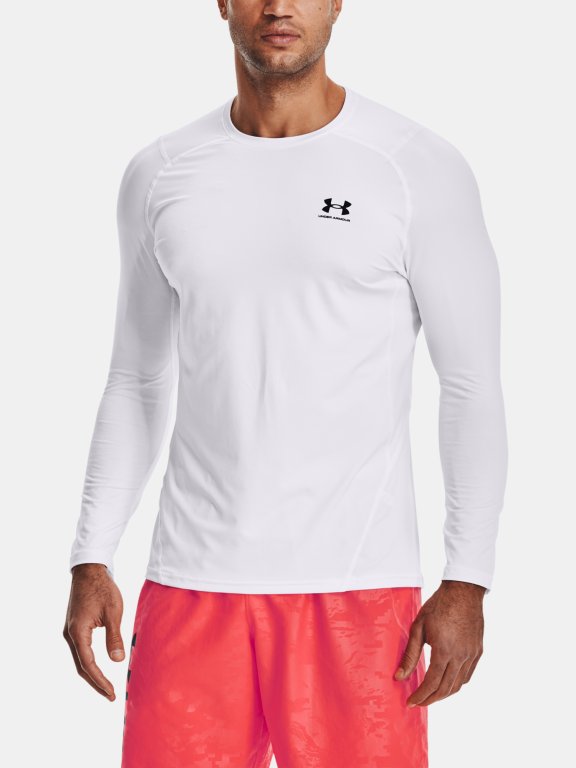 Футболка Under Armour HG Armour Fitted LS-WHT