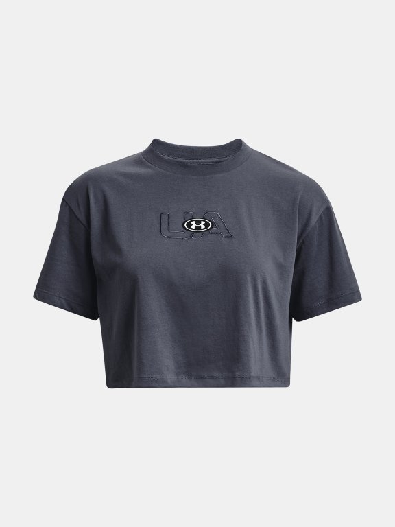 Футболка Under Armour UA ФІРМОВИЙ ЛОГОТИП CROP SS-GRY
