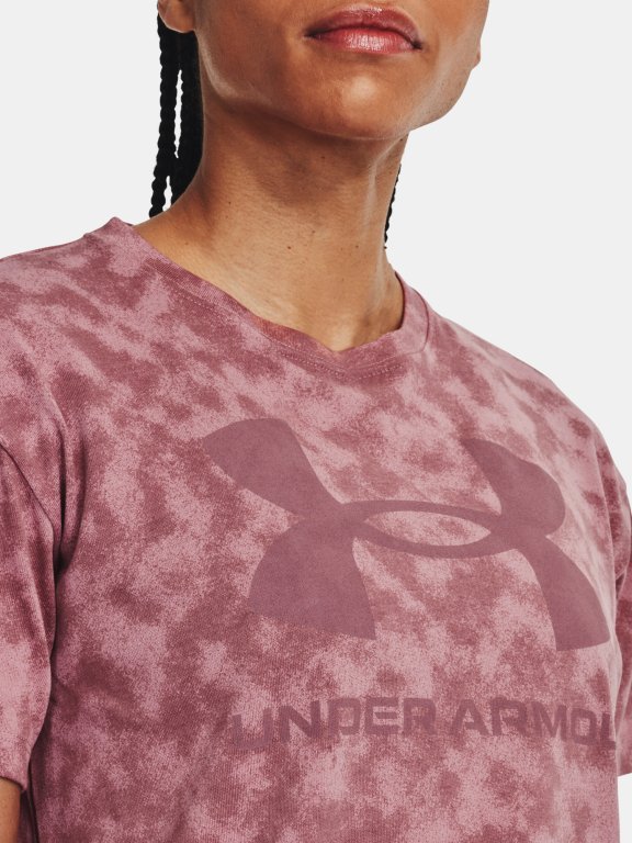 Tričko Under Armour UA LOGO AOP HEAVYWEIGHT SS-PNK
