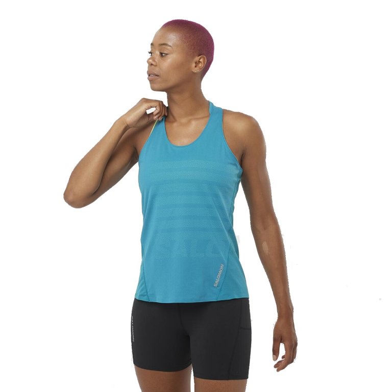 Футботка Salomon Sense Aero Singlet GFX W - синій