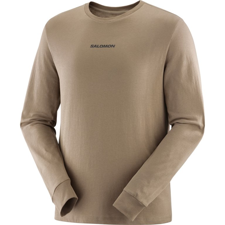Футболка Salomon Logo Performance LS Tee M - коричневий