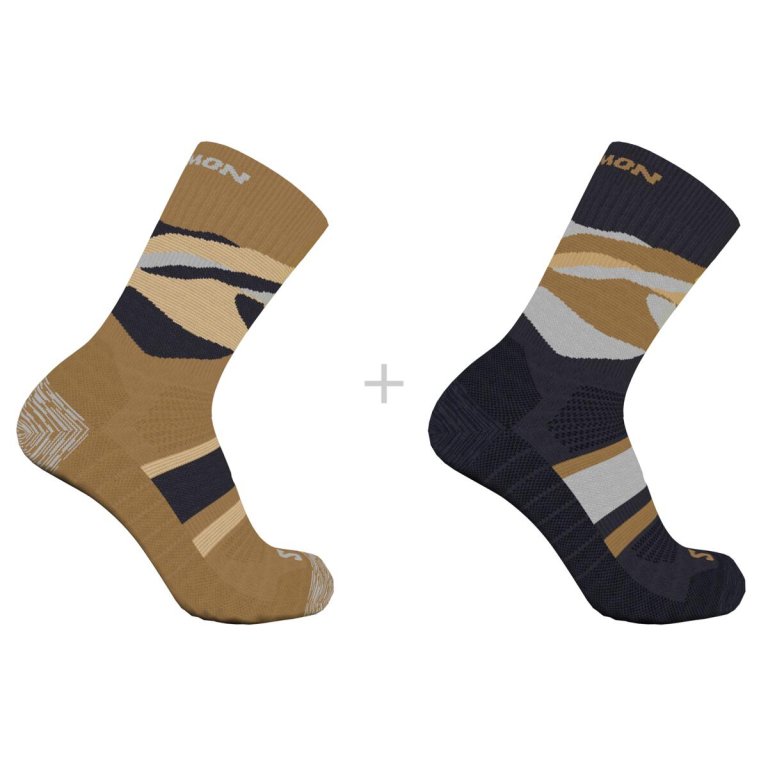 Шкарпетки Salomon Out Alps Crew 2-Pack - коричневі/чорні