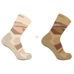 Ponožky Salomon Out Alps Crew 2-Pack - béžová/hnědá