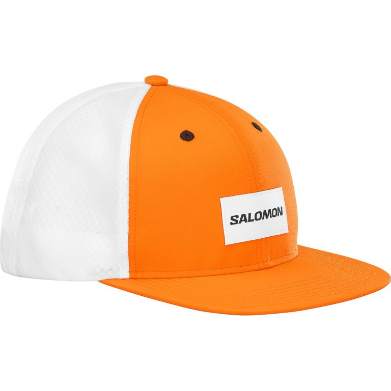Бейсболка Salomon Trucker Flat Cap - помаранчева/біла