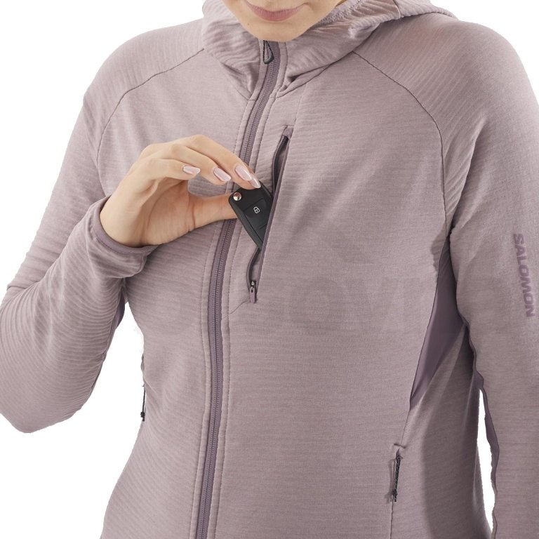 Світшот Salomon Essential Lightwarm FZ HD W - фіолетовий