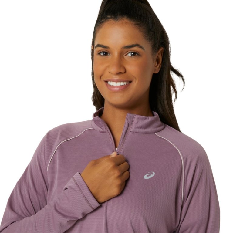 Футболка Asics Icon 1/2 Zip LS Top W - фіолетова