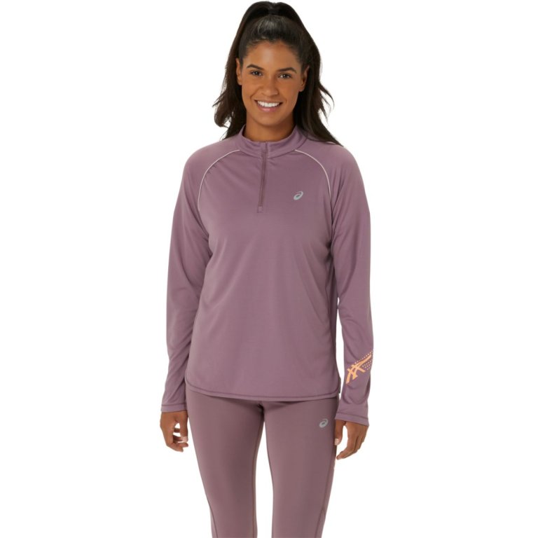 Футболка Asics Icon 1/2 Zip LS Top W - фіолетова
