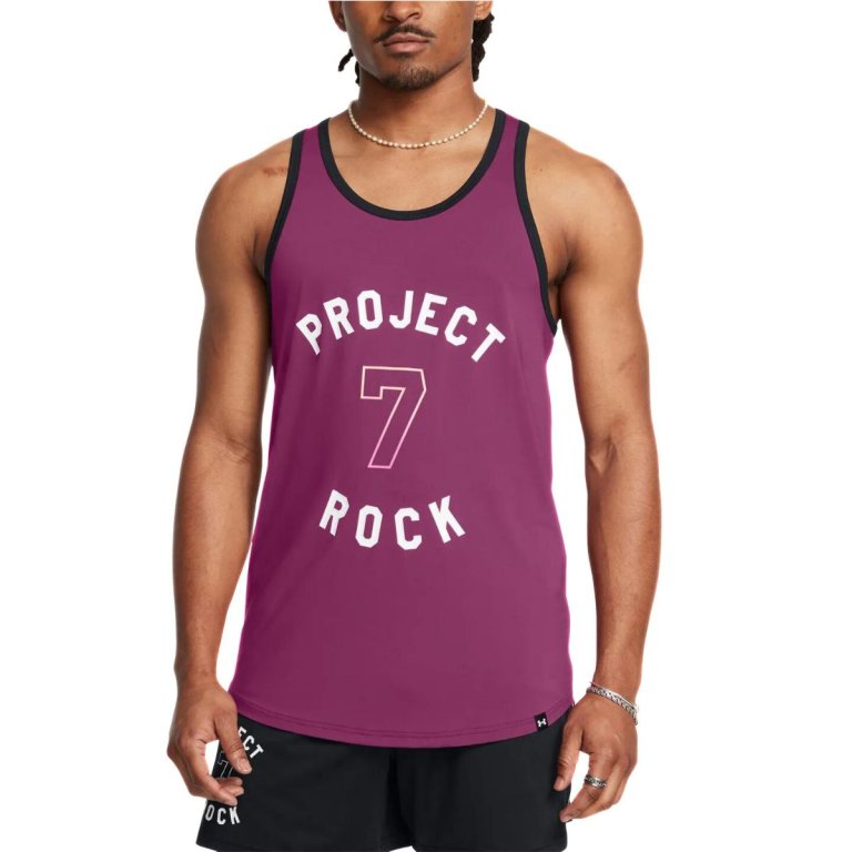Футболка Under Armour Project Rock Mesh Tank Badge Of Honor M - фіолетовий