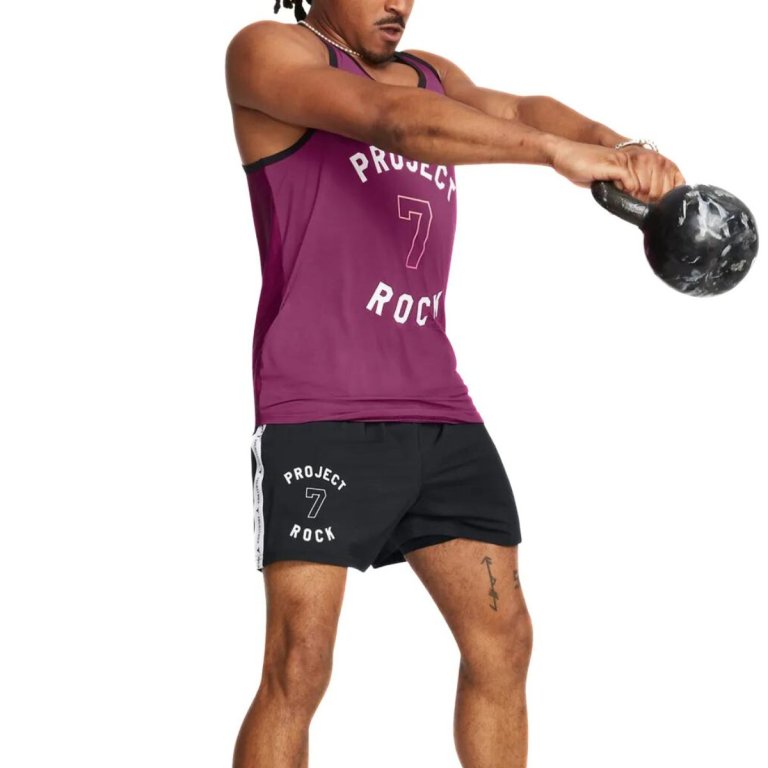 Футболка Under Armour Project Rock Mesh Tank Badge Of Honor M - фіолетовий