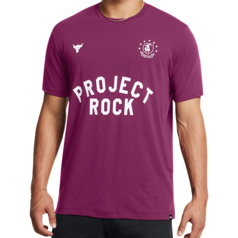 Футболка Under Armour UA Project Rock SS Badge Of Honor M - фіолетова