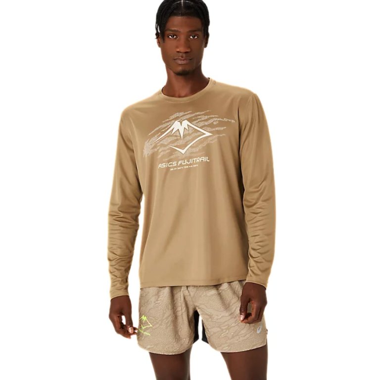Футболка Asics Fujitrail Logo LS Top M - коричнева