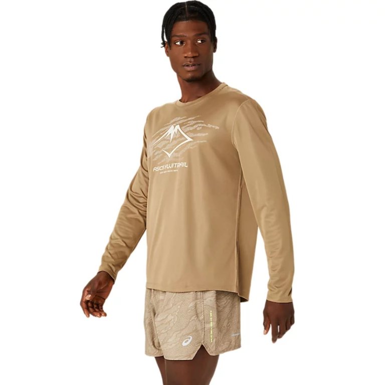 Футболка Asics Fujitrail Logo LS Top M - коричнева