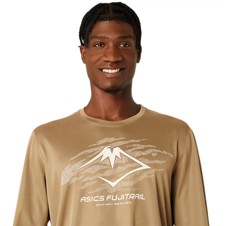 Футболка Asics Fujitrail Logo LS Top M - коричнева