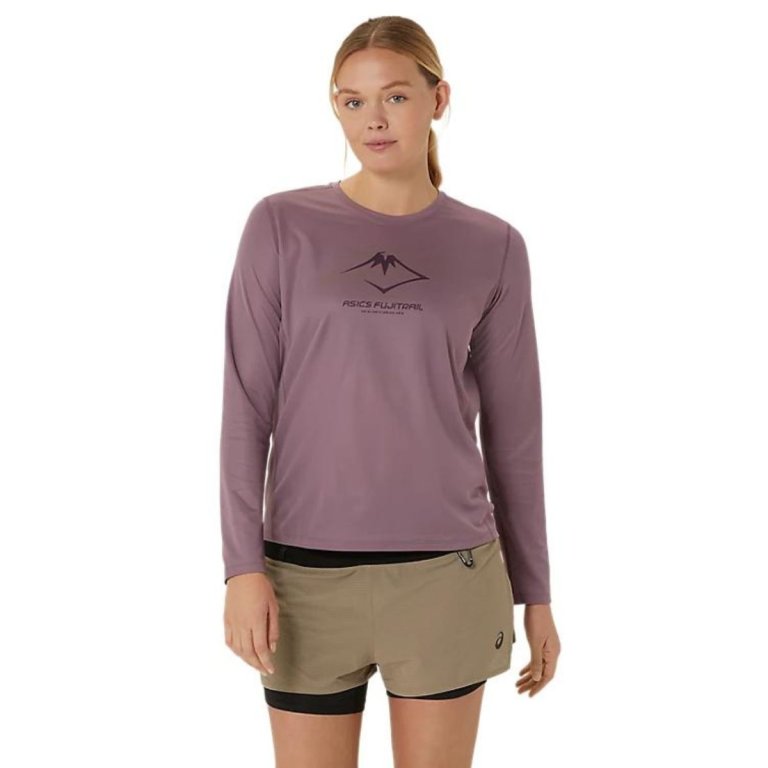 Футболка Asics Fujitrail Logo LS Top W - фіолетова