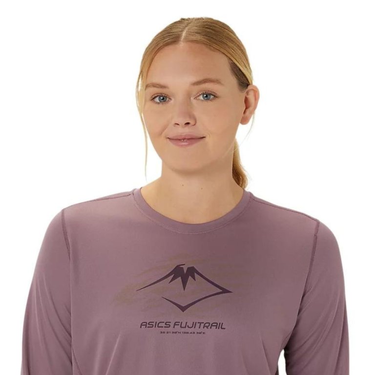 Футболка Asics Fujitrail Logo LS Top W - фіолетова