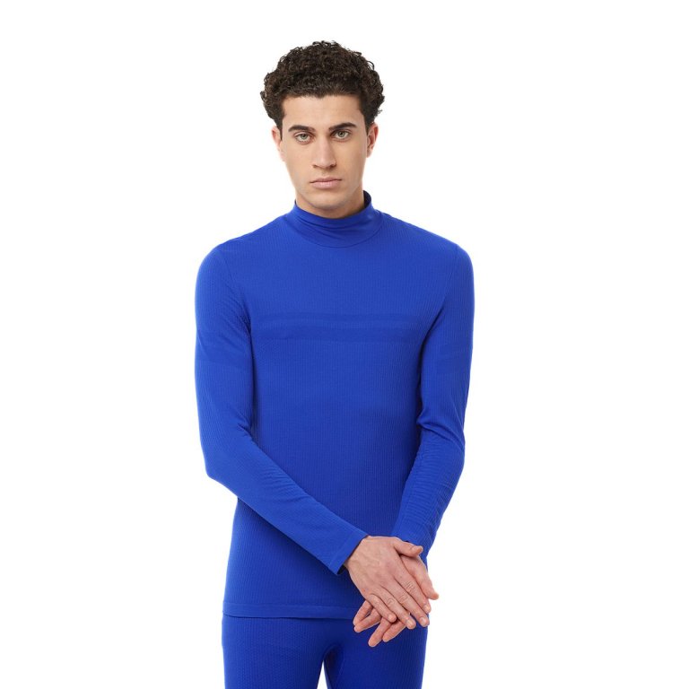 Tričko Salomon Essential Warm LS Top M - modrá