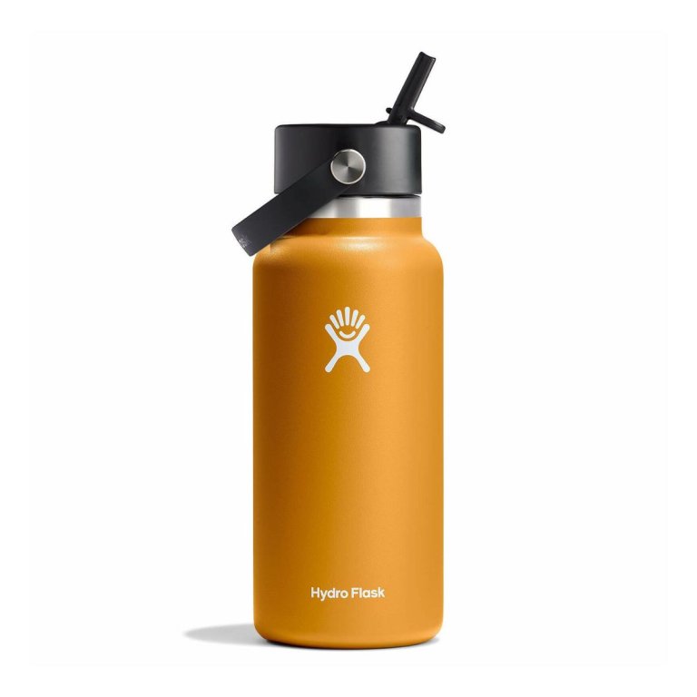 Термос Hydro Flask 32 унції (946 мл) Wide Mouth with Flex Straw Cap - помаранчевий