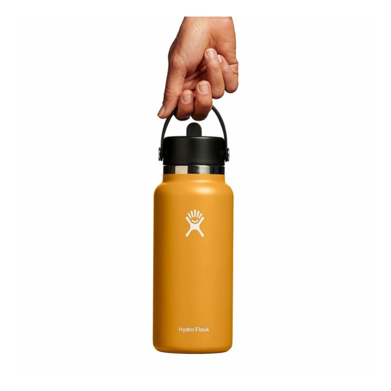 Термос Hydro Flask 32 унції (946 мл) Wide Mouth with Flex Straw Cap - помаранчевий