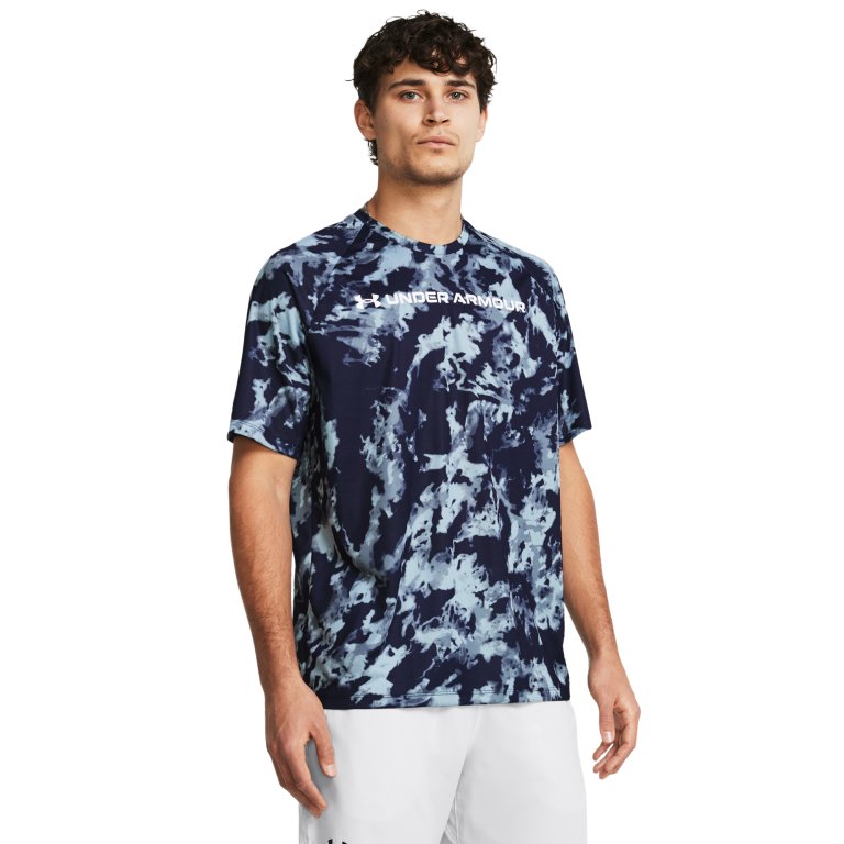 Футболка Under Armour Tech ABC Camo SS M - синя