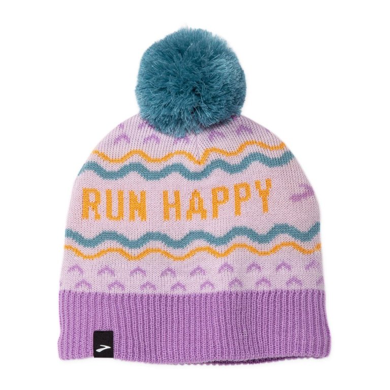 Шапка Brooks Heritage Pom Beanie - фіолетова
