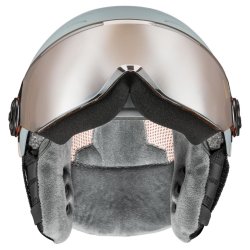 Гірськолижний шолом Uvex Rocket Visor J - сіро/рожевий