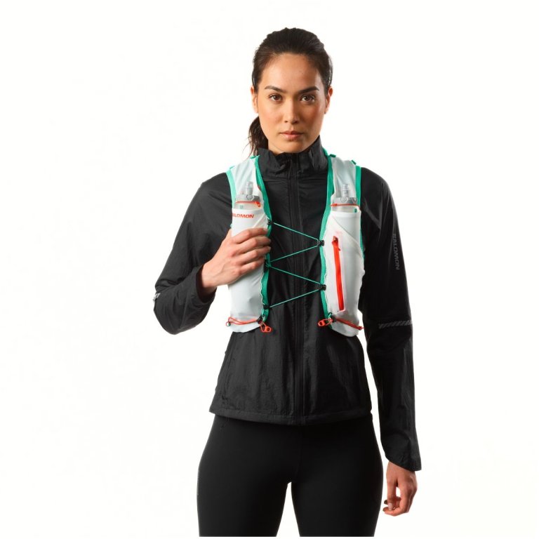 Жилет Salomon Adv Skin 5 з флягами - білий/зелений