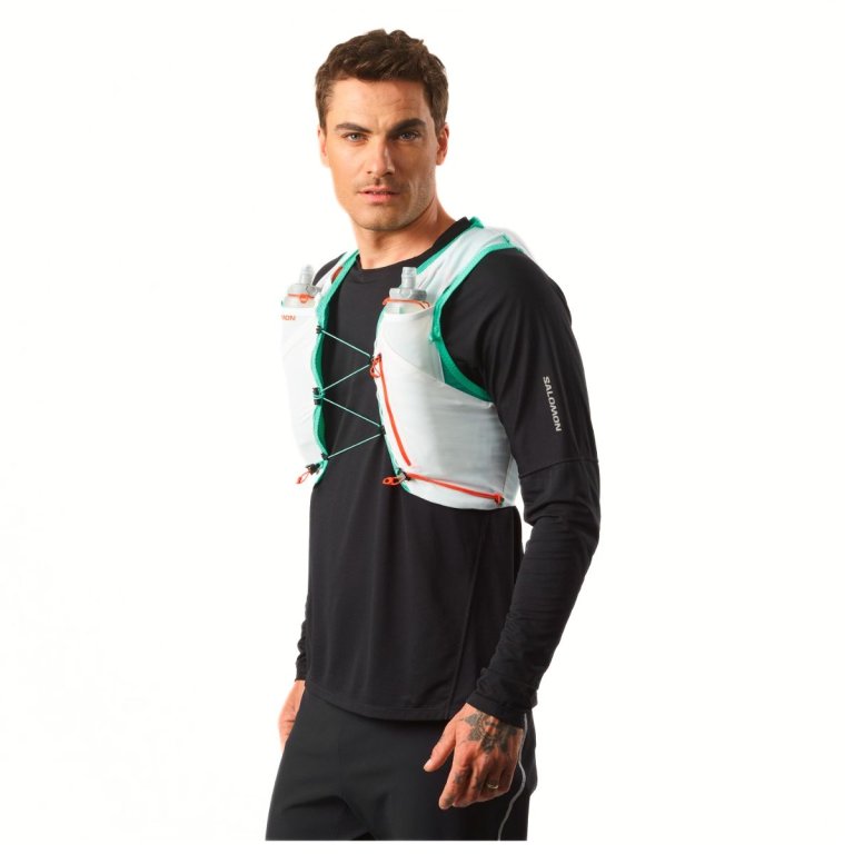 Жилет Salomon Adv Skin 5 з флягами - білий/зелений