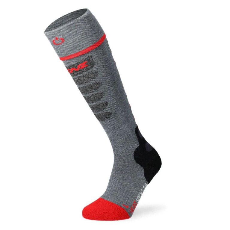 Ponožky Ski vyhřívané Lenz Heat Sock 5.1 Toe Cap Slim Fit - šedá/červená (bez baterie)