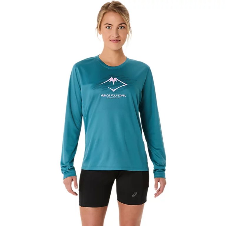Футболка Asics Fujitrail Logo LS Top W - синя