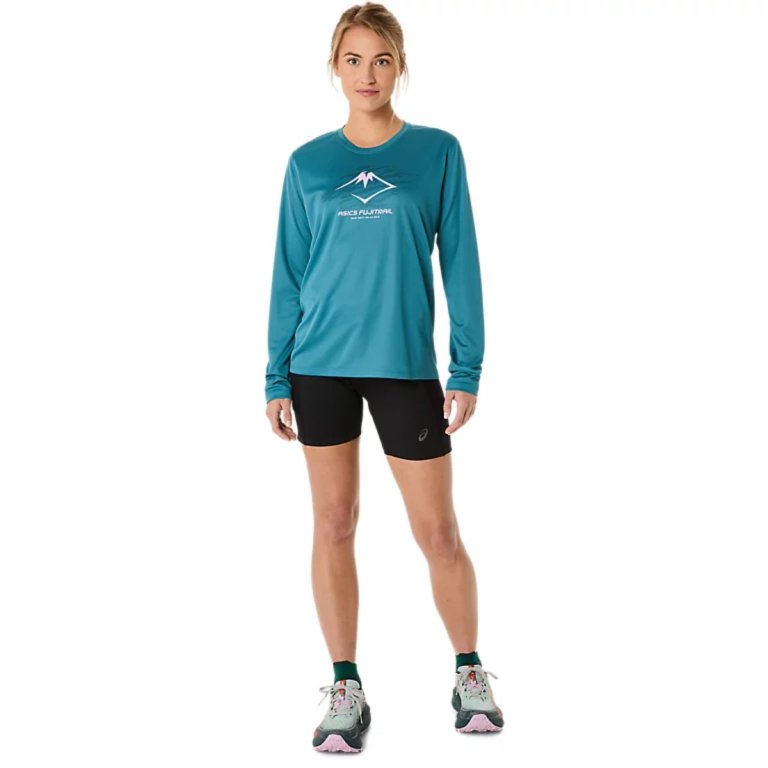 Футболка Asics Fujitrail Logo LS Top W - синя