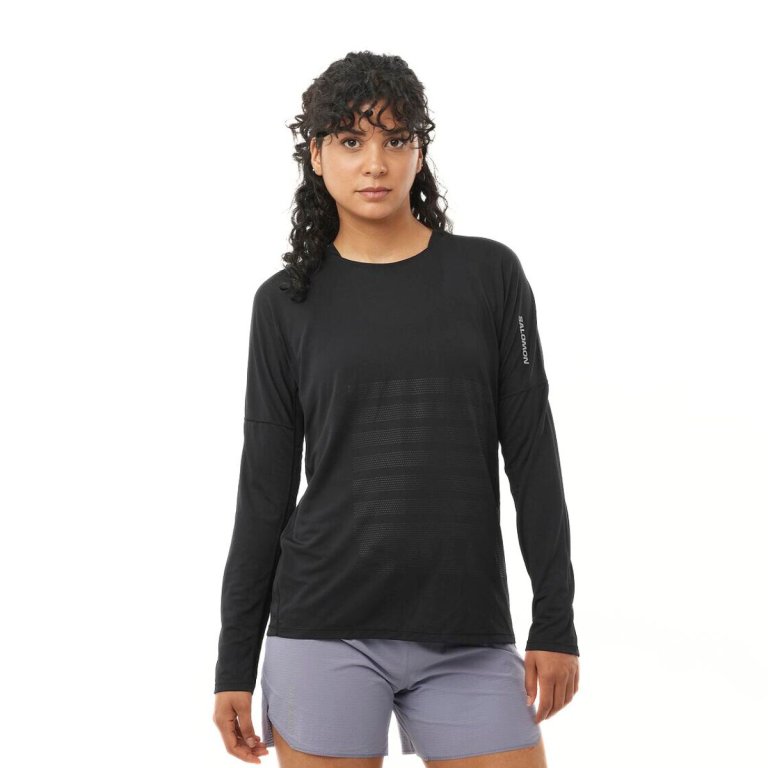 Футболка Salomon Sense Aero LS Tee GFX W - чорна