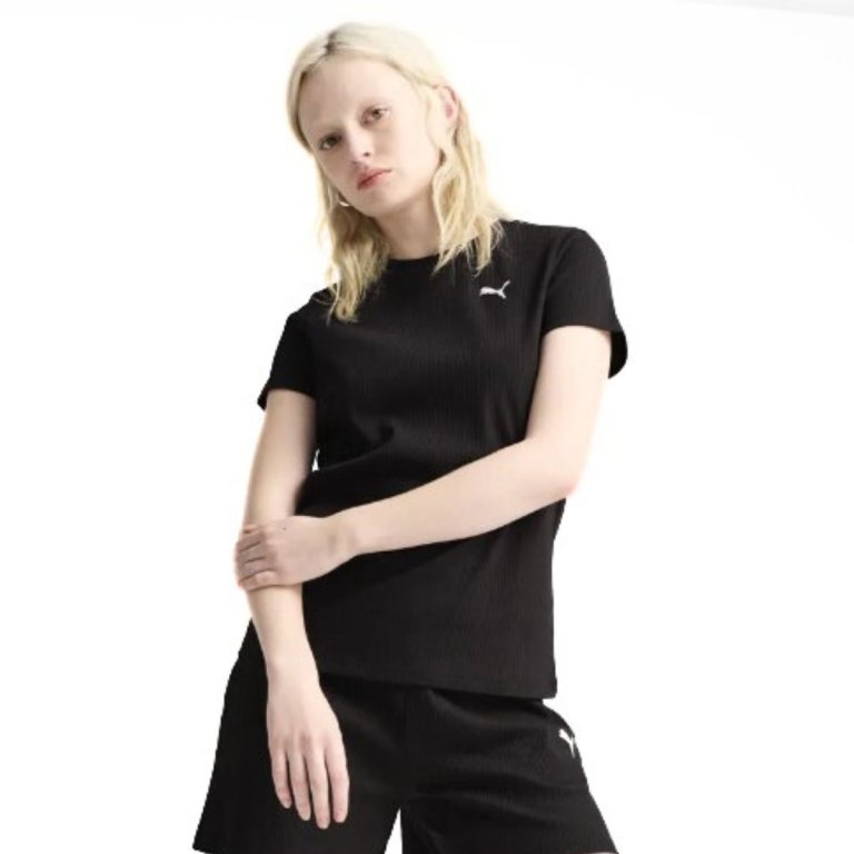 Футболка Puma ESS Elevated Rib Tee W - чорна
