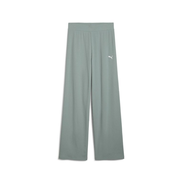 Штани Puma ESS Elevated High Waist Straight Leg Rib W - зелені