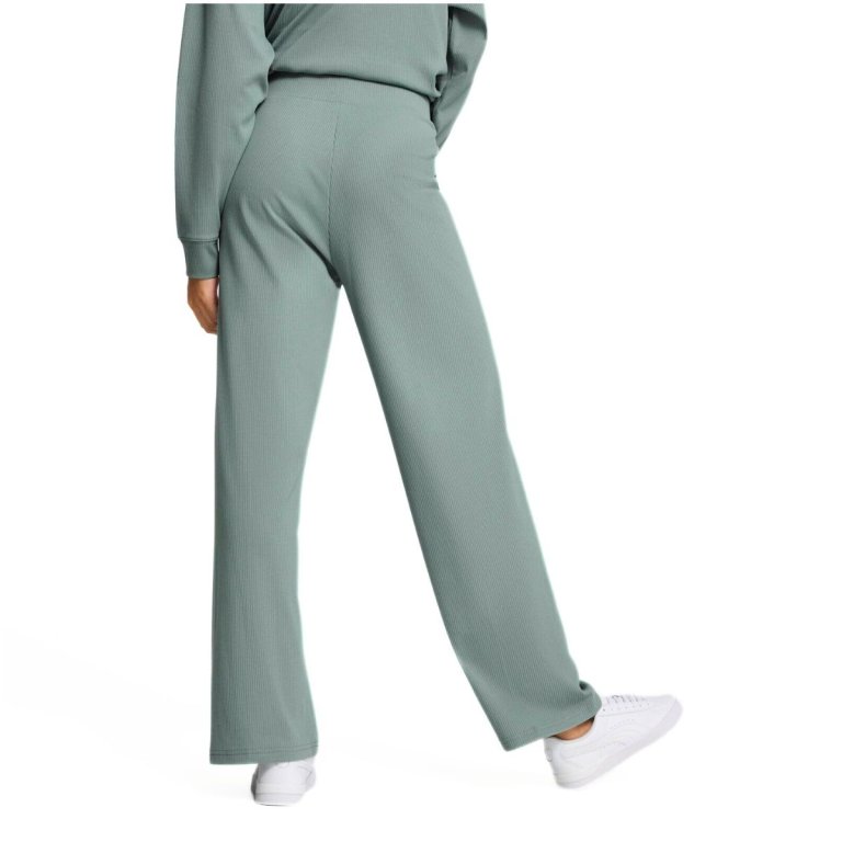 Штани Puma ESS Elevated High Waist Straight Leg Rib W - зелені