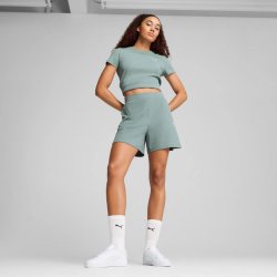 Шорти Puma ESS Elevated High-Rise Rib Shorts 5 W - зелені
