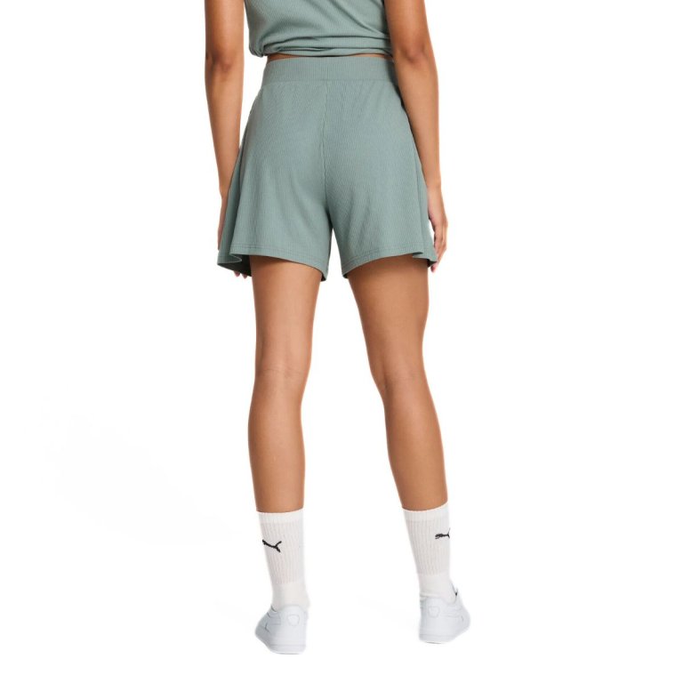 Шорти Puma ESS Elevated High-Rise Rib Shorts 5 W - зелені