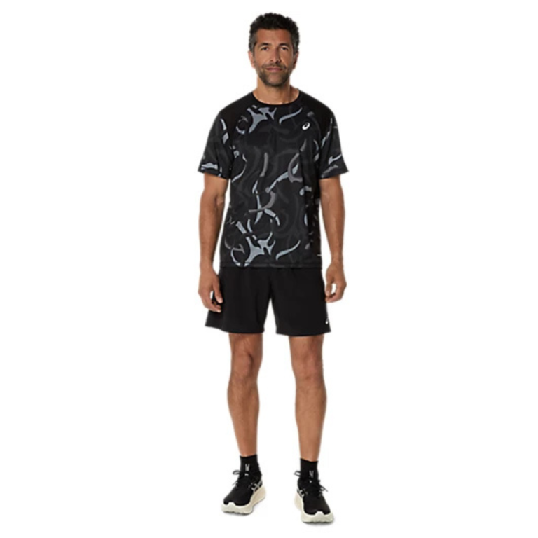 Футболка Asics Road All Over Print SS Top M - чорна