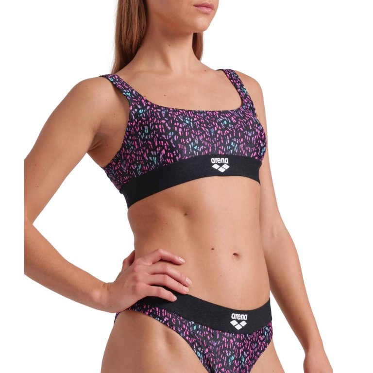 Plavky Arena Monogram Elastic Bikini Brallette W - černá/fialová/modrá